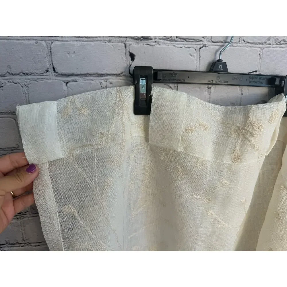 Sheer Embroidered Hidden Tab Top Curtain Drape Panels - Set of 2‎